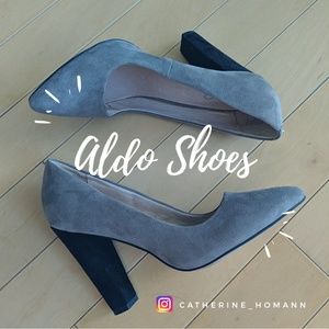 Aldo - Suede Stacked Heel Pump - US 6.5/7